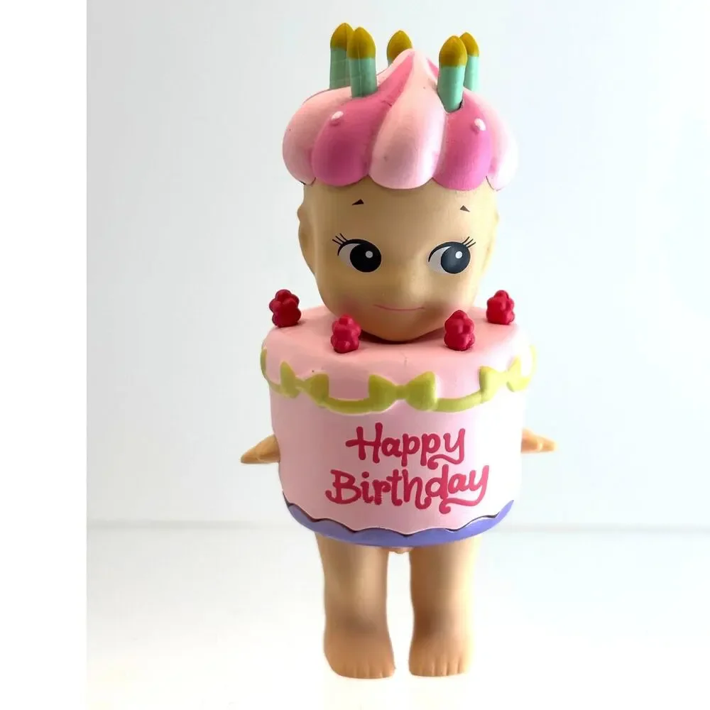 New Kewpie/Angel Mini Figure, Raspberry Pink Birthday Cake, Open Blind Box